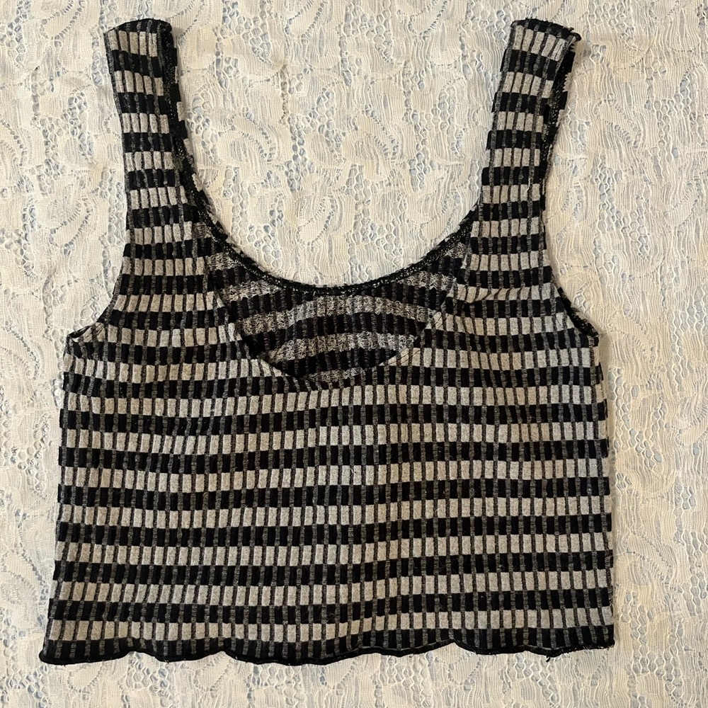 Striped Black and Gray Women's Top